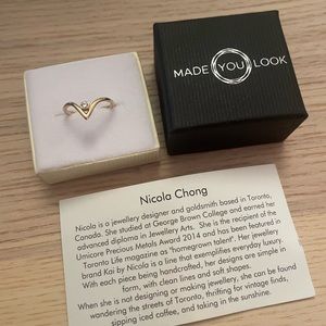 Solid Gold and Diamond Wishbone Ring